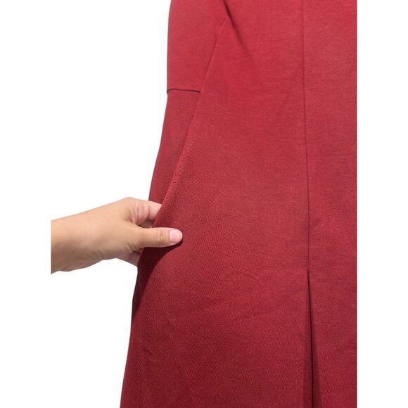 Cos Sheath Midi Long Dress Womens Size 6 Red Pleated Office Minimalist Pockets - Picture 7 of 13